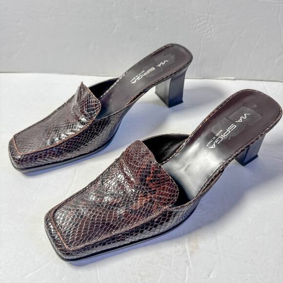 Via Spiga Snake Embossed Mule Heels Size 9.5M - Picture 1 of 10